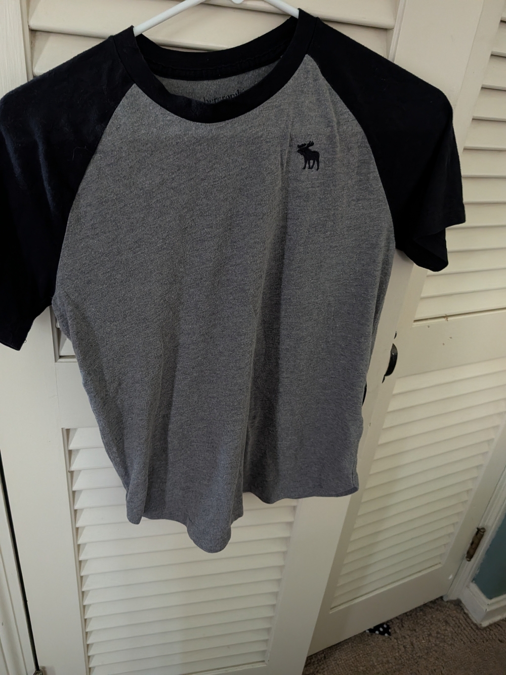 abercrombie kids Gray and Black Raglan Short Sleeve Tee